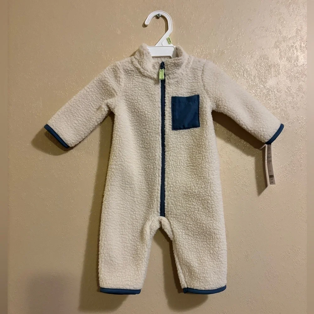 NWT Carters Baby Color Block Fleece Zip-Up Jumpsuit sz 3m